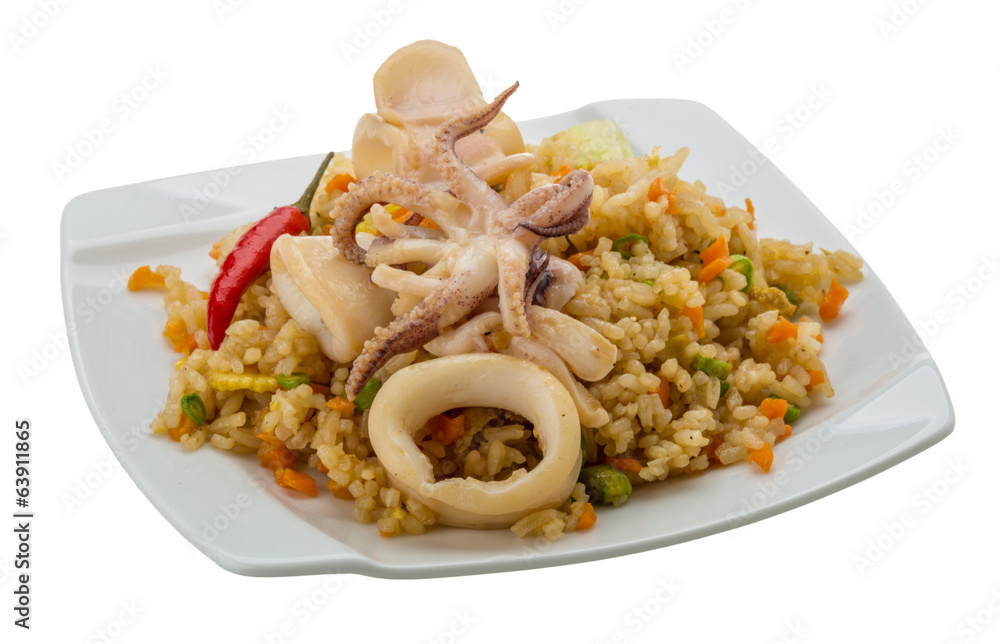 Fried rice with calamari Fried rice with calamari