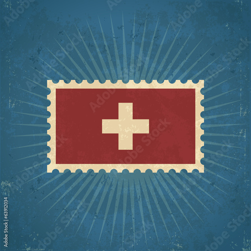 Retro Switzerland Flag Postage Stamp