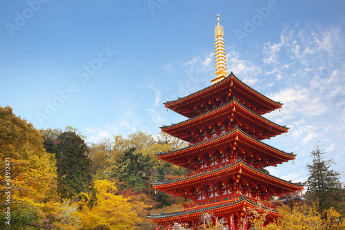 Japanese traditional architecture / Five-storied pagoda photo
