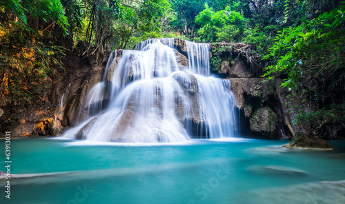 Deep forest waterfall at Huay Mae Khamin  Kanchanaburi Province 