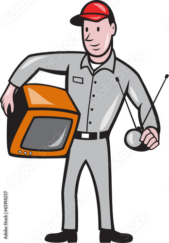 TV Repairman Technician Cartoon