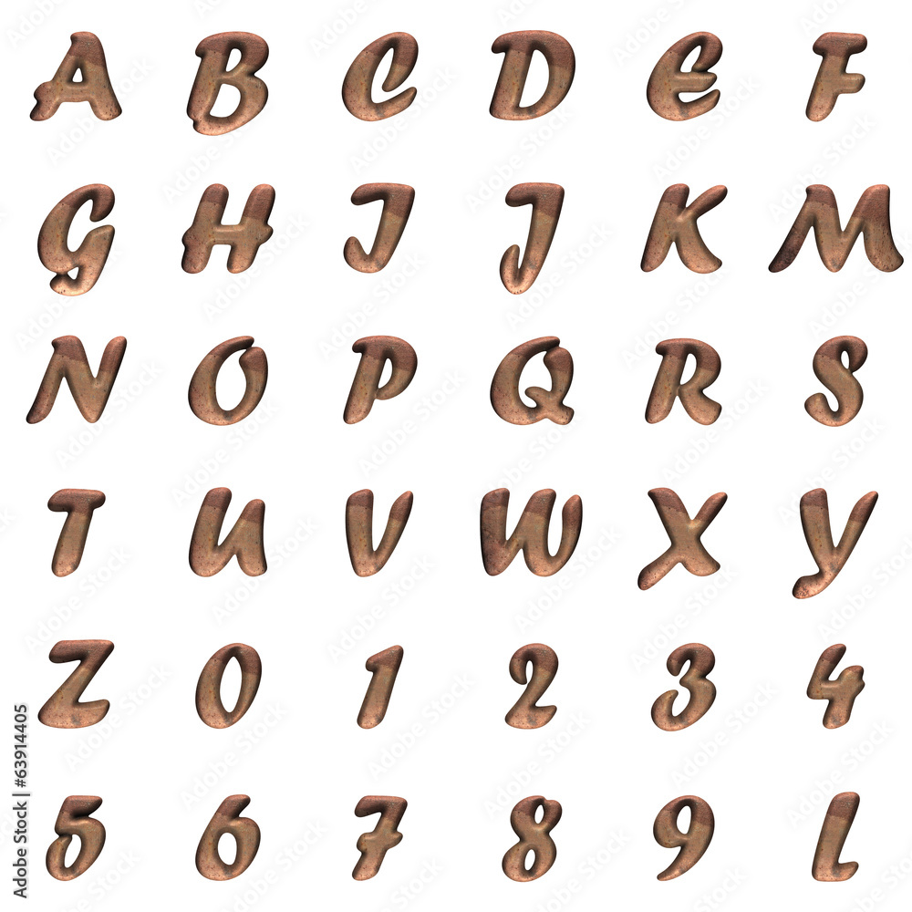 old metal alphabet on white background old metal alphabet on white background