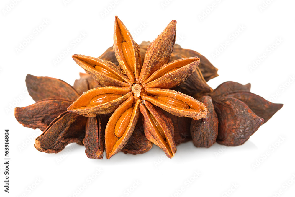 Anise stars on a white background Anise stars on a white background