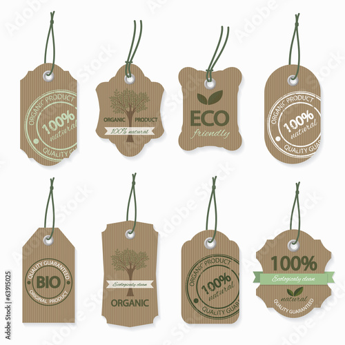 Eco natural organic cardboard labels.