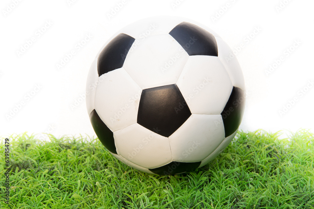 Fototapeta premium traditional soccer ball on soccer field