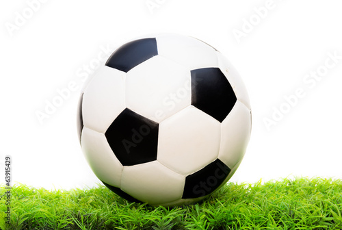 traditional soccer ball on soccer field