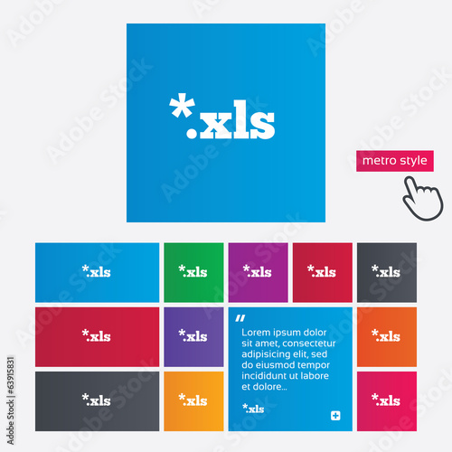 Excel file document icon. Download xls button.