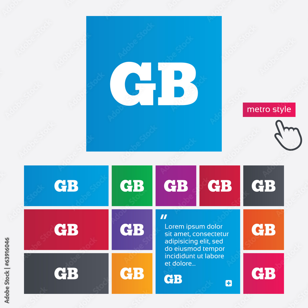British language sign icon. GB translation. British language sign icon. GB translation.