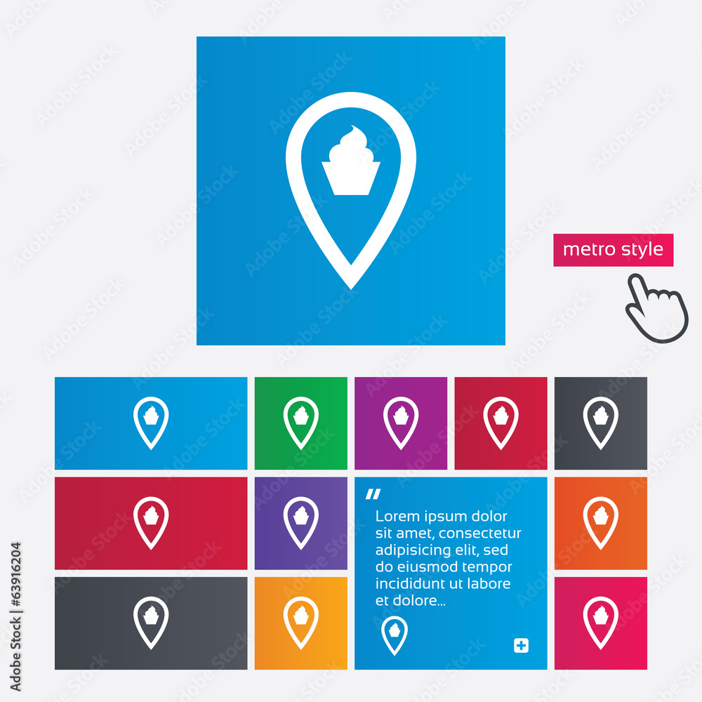 Map pointer food sign icon. Marker symbol. Map pointer food sign icon. Marker symbol.