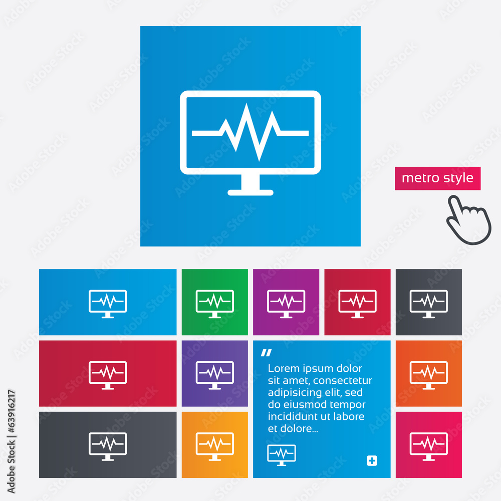 Cardiogram monitoring sign icon. Heart beats. Cardiogram monitoring sign icon. Heart beats.