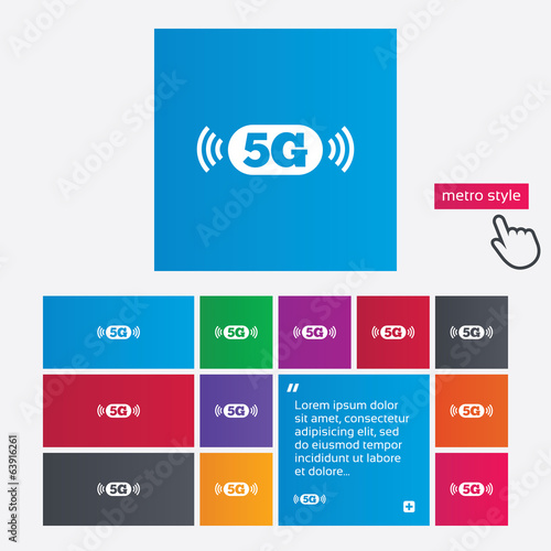 5G sign. Mobile telecommunications technology.