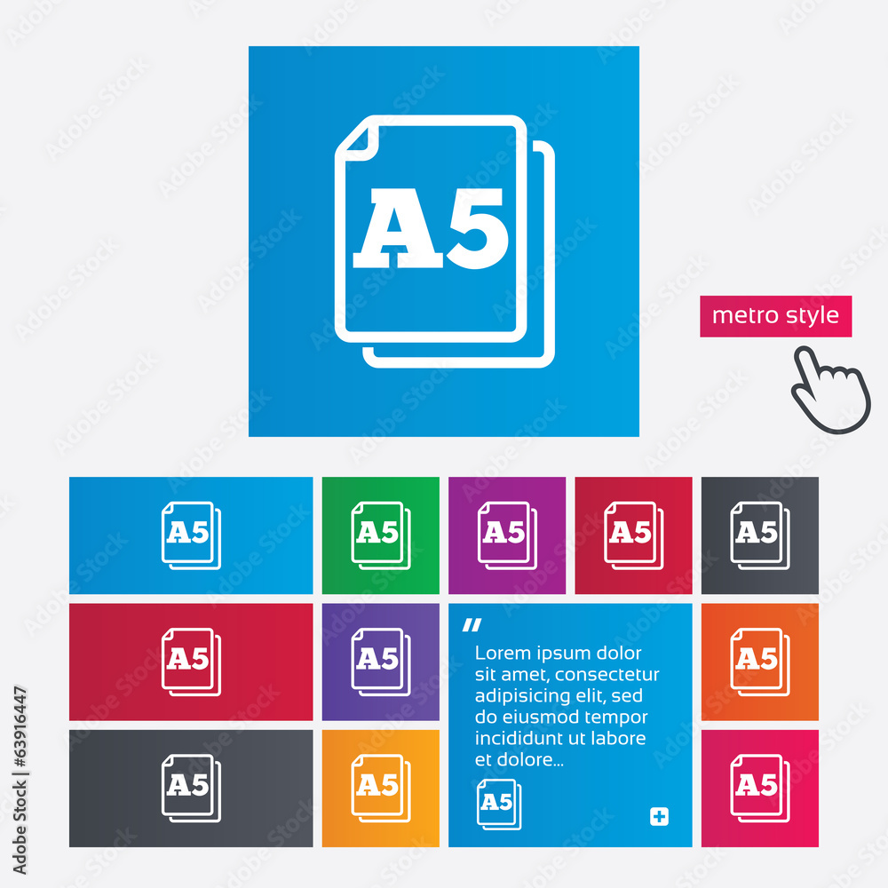 Paper size A5 standard icon. Document symbol. Paper size A5 standard icon. Document symbol.