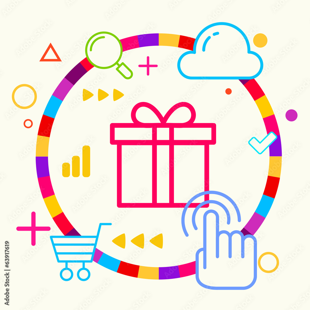 Gift box on abstract colorful geometric light background with di Gift box on abstract colorful geometric light background with di