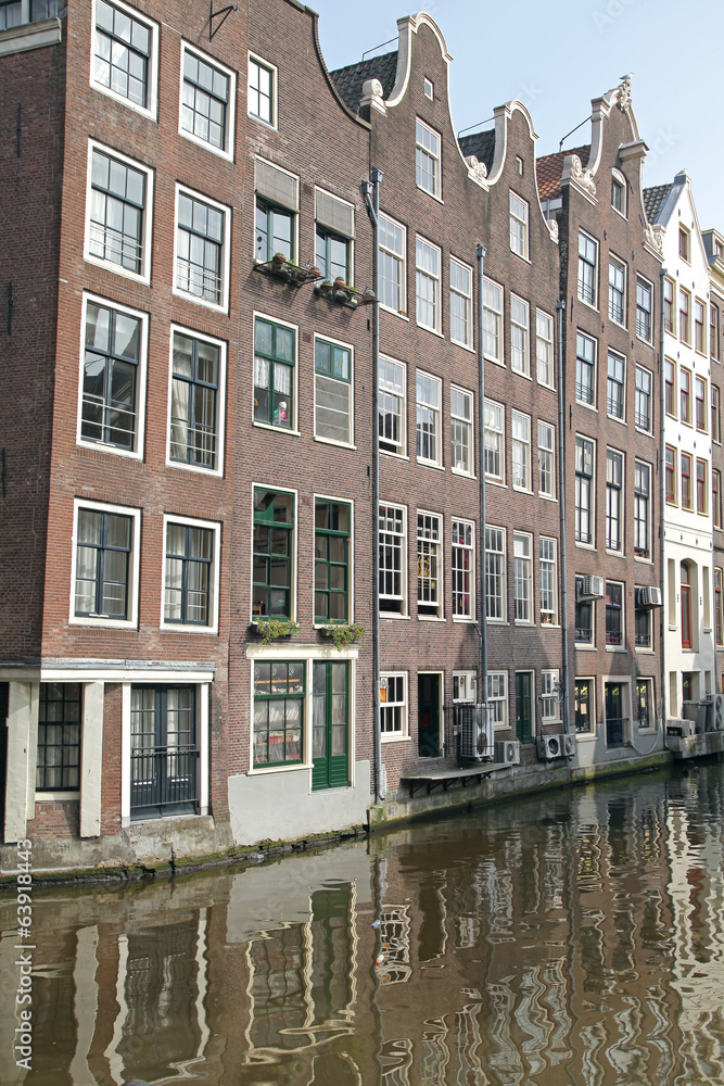 Water canal and typical architecture in Amsterdam, Netherlands