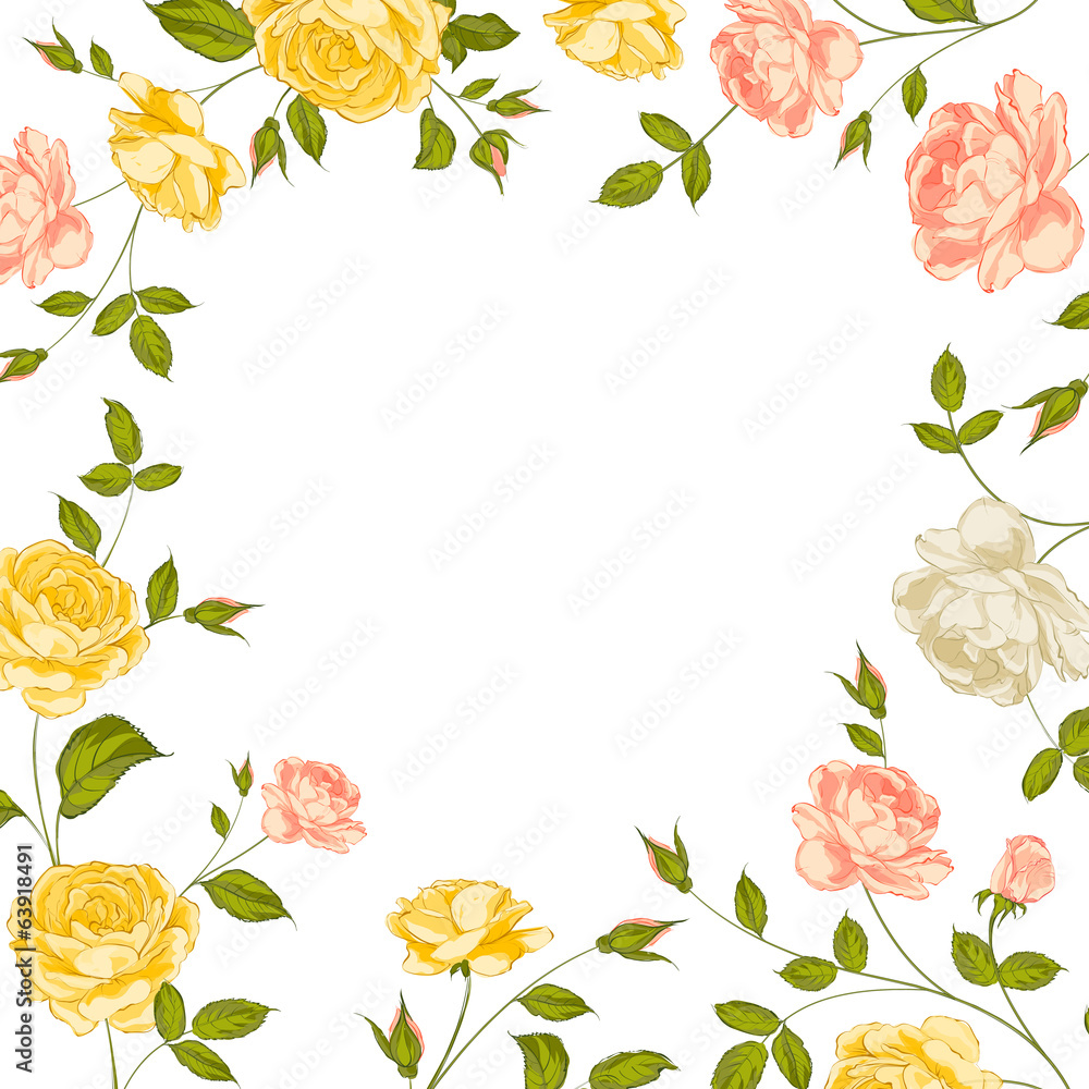 Floral frame perfect for wedding invitations. Floral frame perfect for wedding invitations.