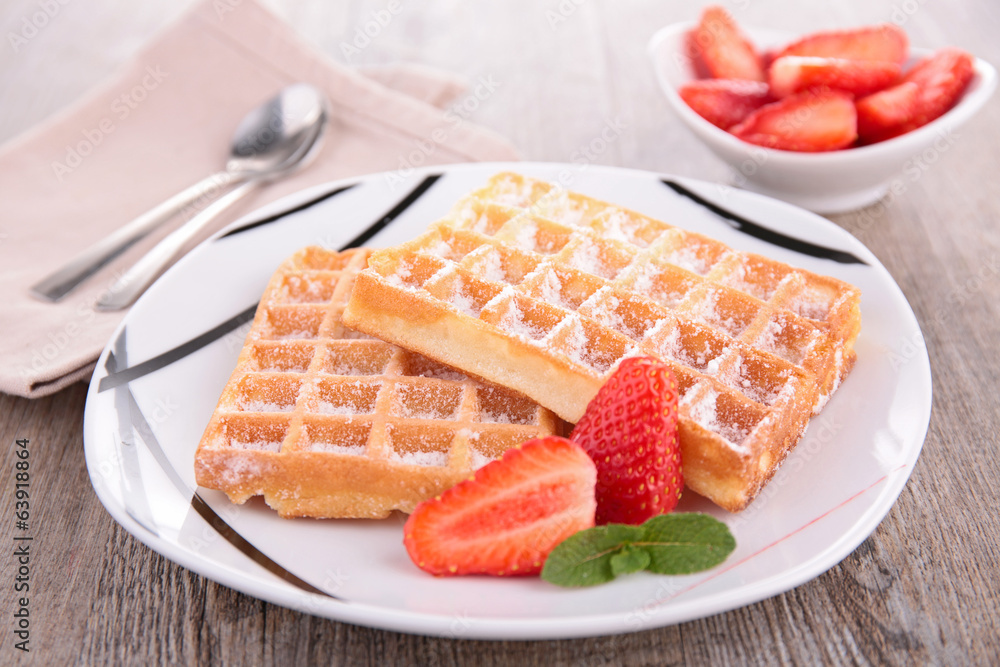 waffle and strawberry waffle and strawberry