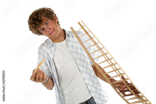 Boy with an airplane photo