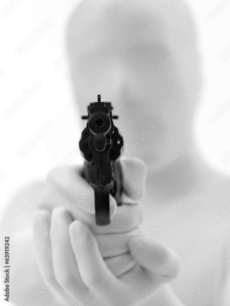 Naklejka premium faceless man with gun