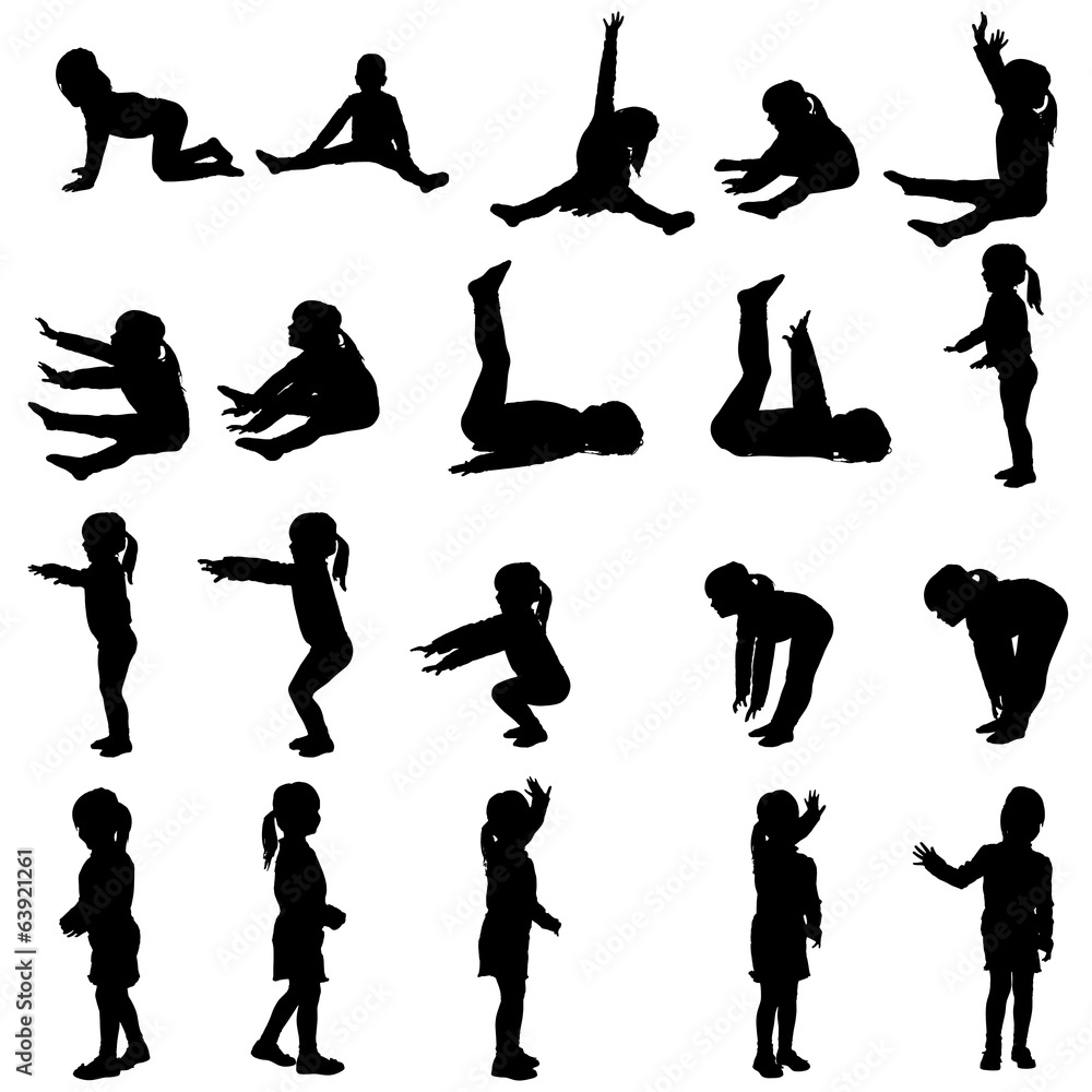 Vector silhouette of little girl. Vector silhouette of little girl.