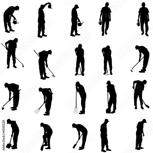 Vector silhouette of gardener.