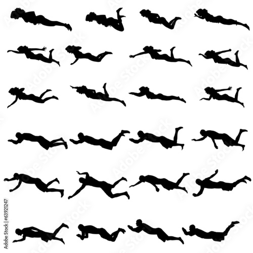 Vector silhouette of a people who swim.