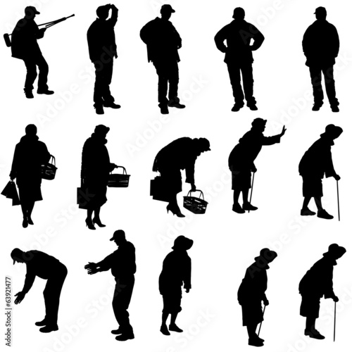 Vector silhouette of old people.