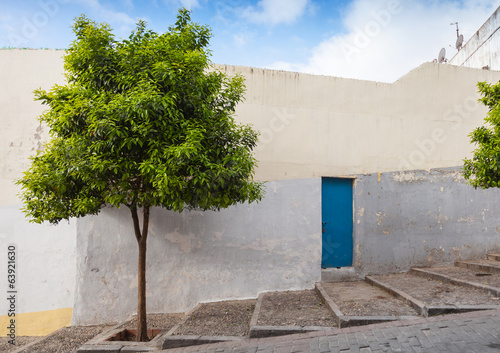 Medina street view, historical part of Tangier, Morocco