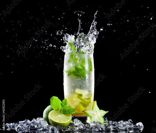 Ice mojito drink with splash #63922813