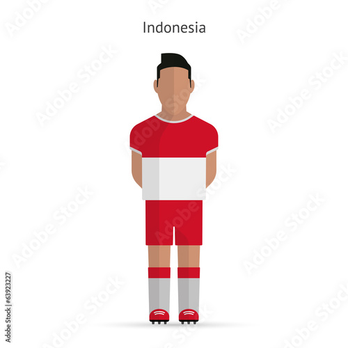 Indonesia football player. Soccer uniform.