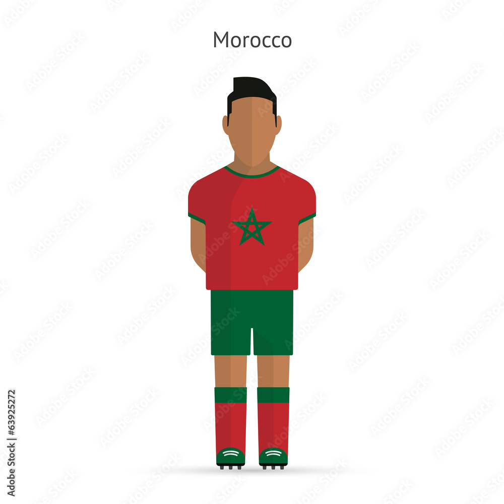 Morocco football player. Soccer uniform. Morocco football player. Soccer uniform.
