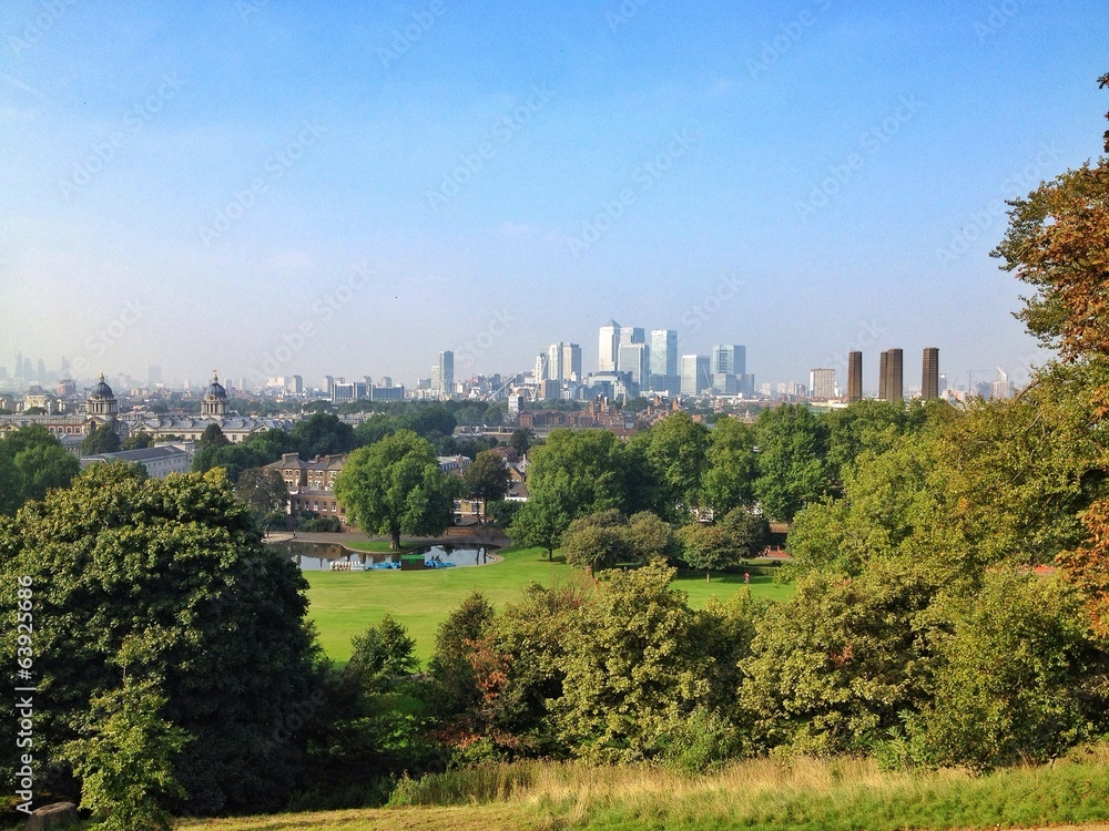 Canary Wharf seen from Greenwich, London