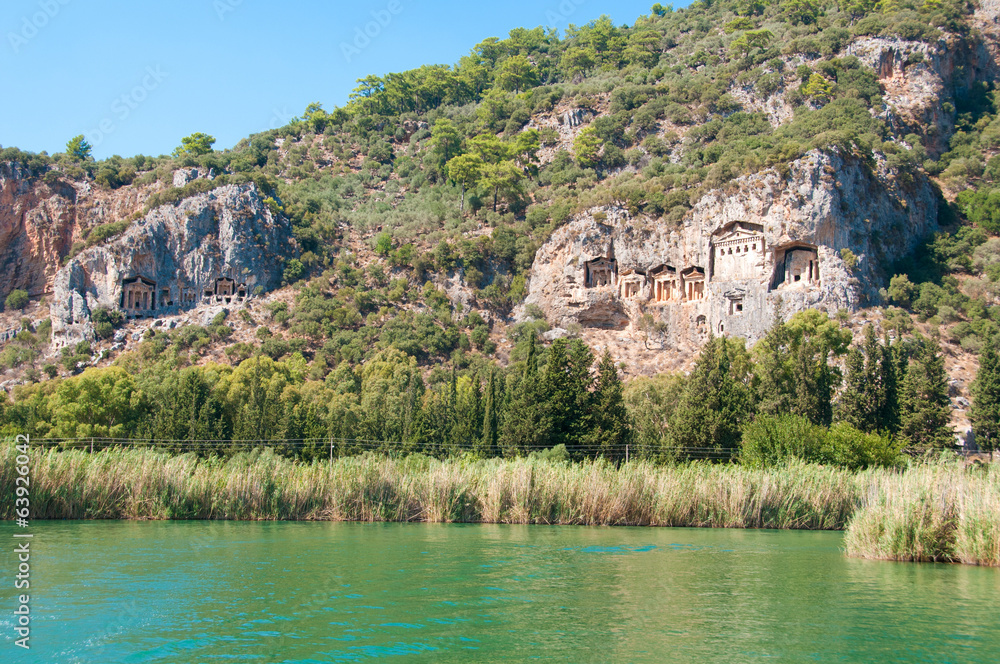 Turkish  Lycian tombs on the Dalyan River