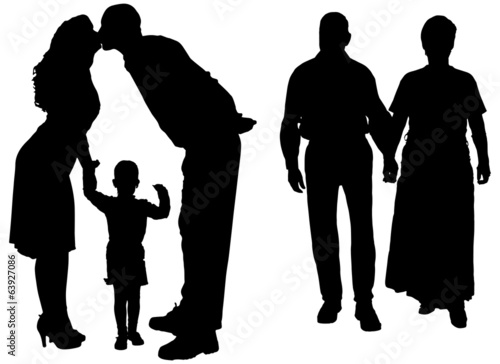 Vector silhouette of family.