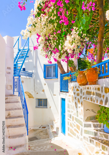 typical cycladitic scene in Langada of Amorgos island in Greece