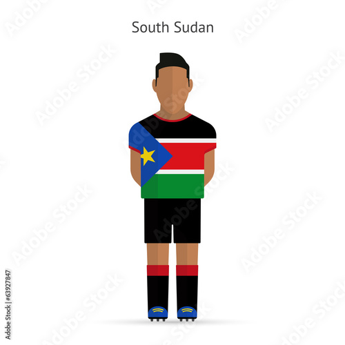South Sudan football player. Soccer uniform.
