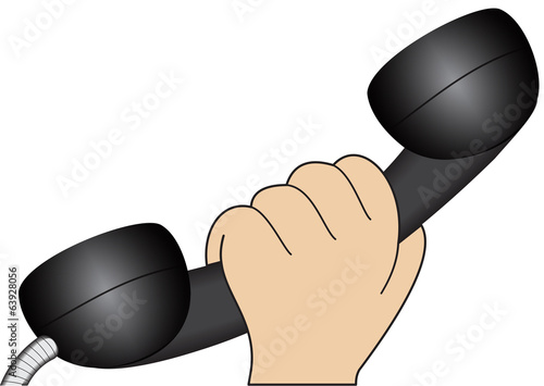 Hand with a telephone handset