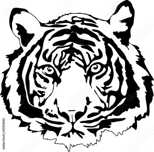 Fototapeta Naklejka Na Ścianę i Meble -  tiger head in black interpretation