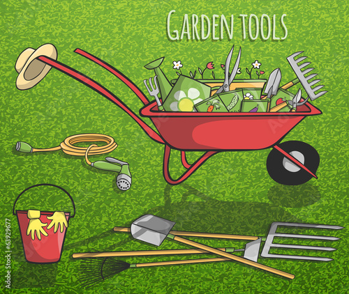 Garden tools concept poster