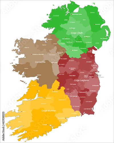 Canvas Print Karte von Irland
