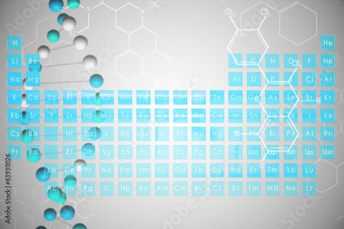 Blue periodic tablet with DNA strand