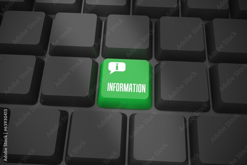 Information on black keyboard with green key