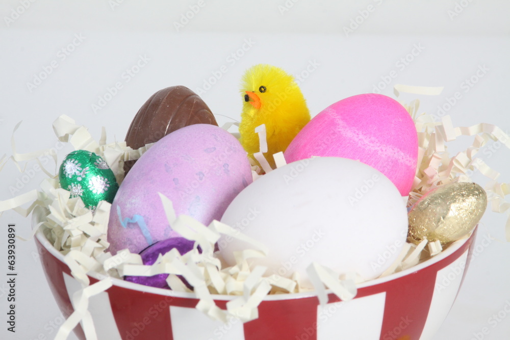 Colored Eggs in a Bowl