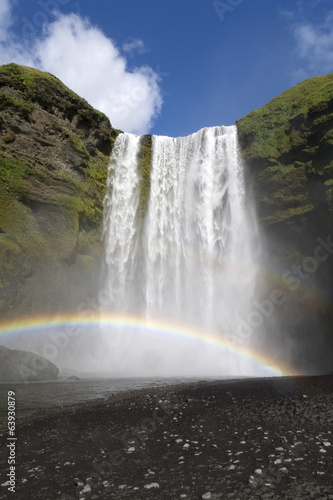 Double rainbow at waterfall