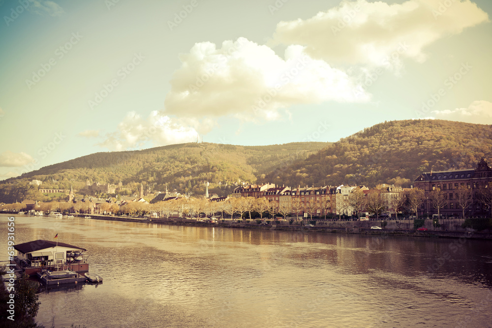 Fototapeta view to old town of Heidelberg
