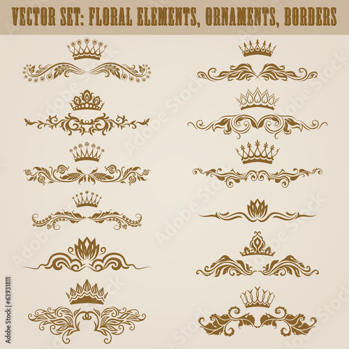 Set of vector damask ornaments.