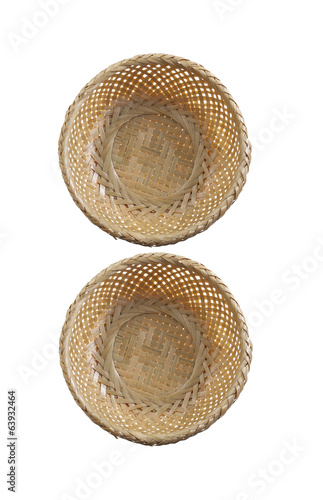 two bamboo wooden tray on white background