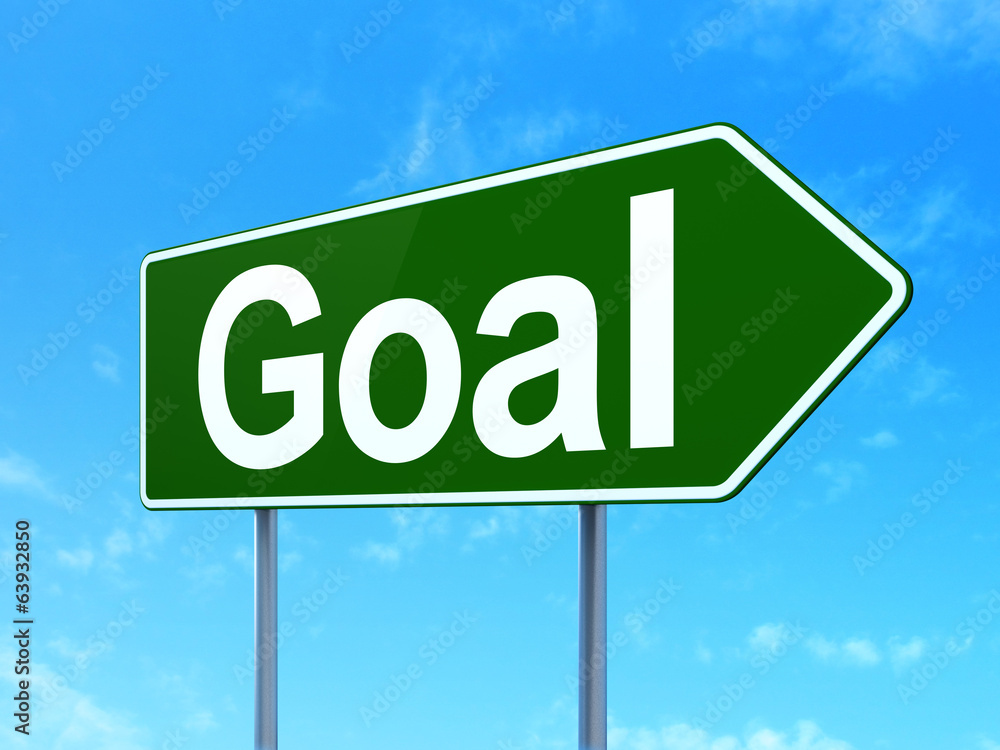 Marketing concept: Goal on road sign background Marketing concept: Goal on road sign background