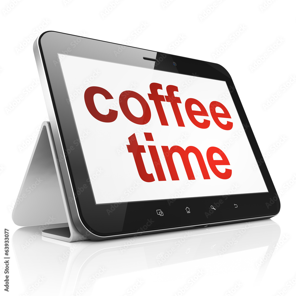 Time concept: Coffee Time on tablet pc computer Time concept: Coffee Time on tablet pc computer