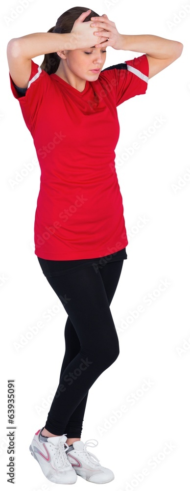 Disappointed football fan in red Disappointed football fan in red