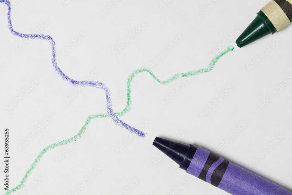 Fototapeta premium Blue Green Crayon & Line
